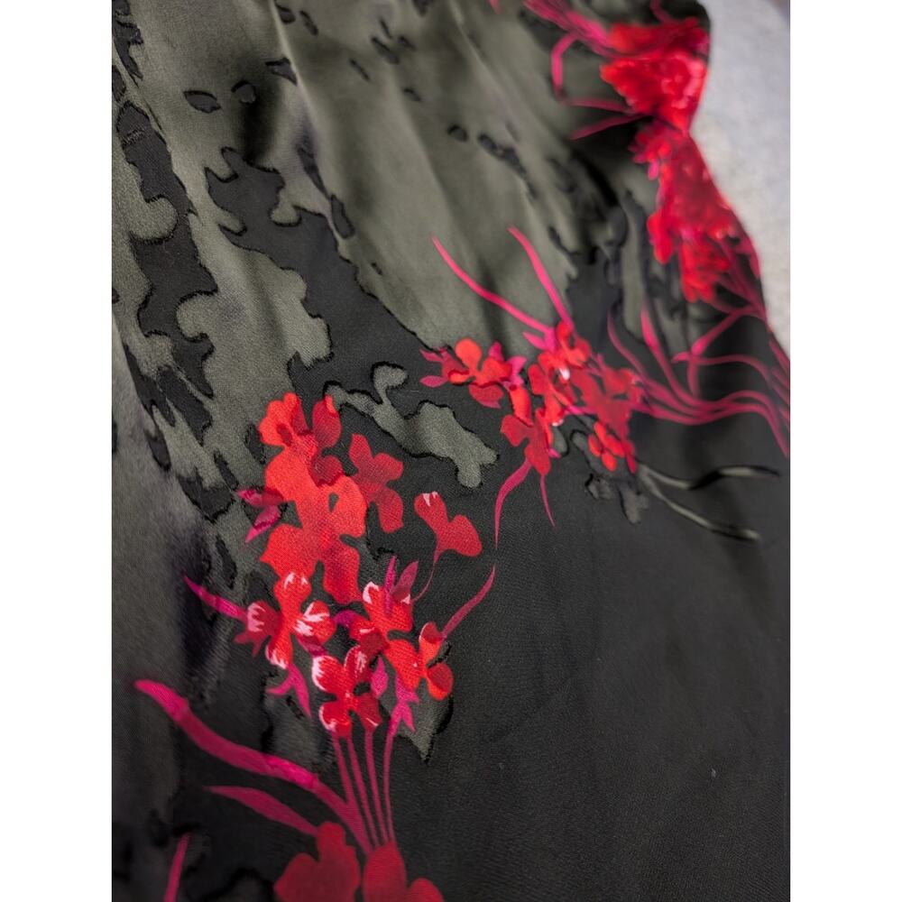 Y2K Morrell Maxie Size 8 Black Red Pink Silky Sexy Valentine's Maxi Dress Party - Picture 3 of 9